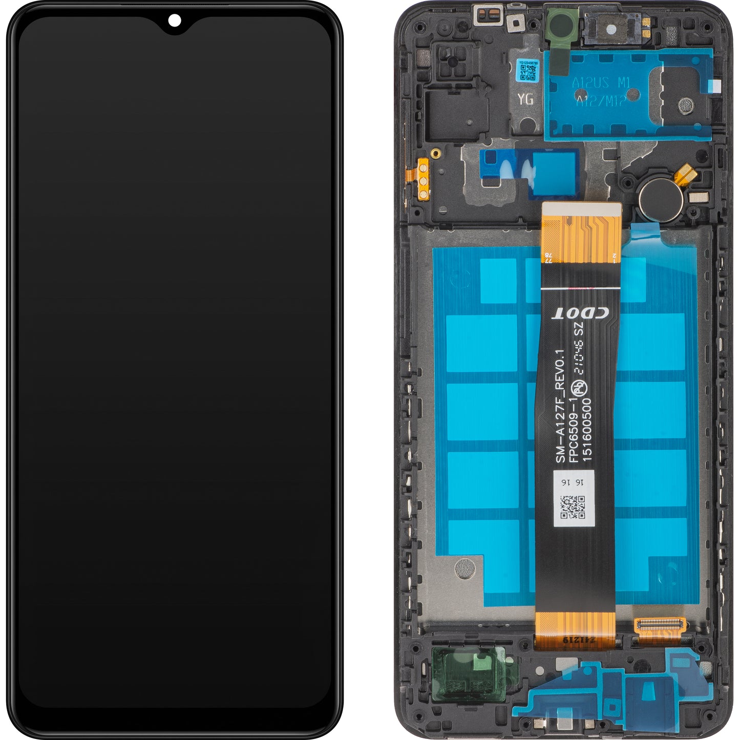 MP Touchscreen Display kompatibel med Samsung Galaxy A12 Nacho A127, med ram, Svart