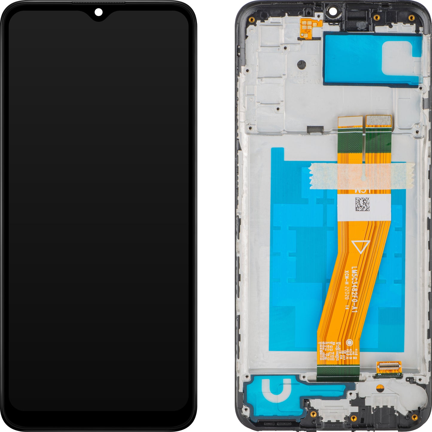 MP Touchscreen-display kompatibelt med Samsung Galaxy A03s A037, med ram, version F, svart, swap