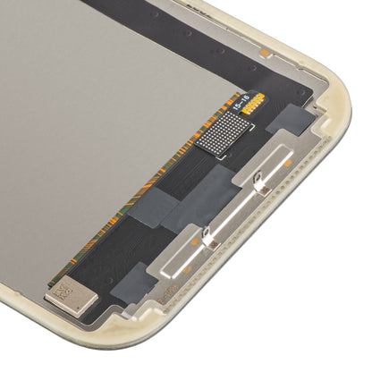 MP Touchscreen-display kompatibel med Apple iPhone 17, med ram, OLED FHD IC Movable-version, svart