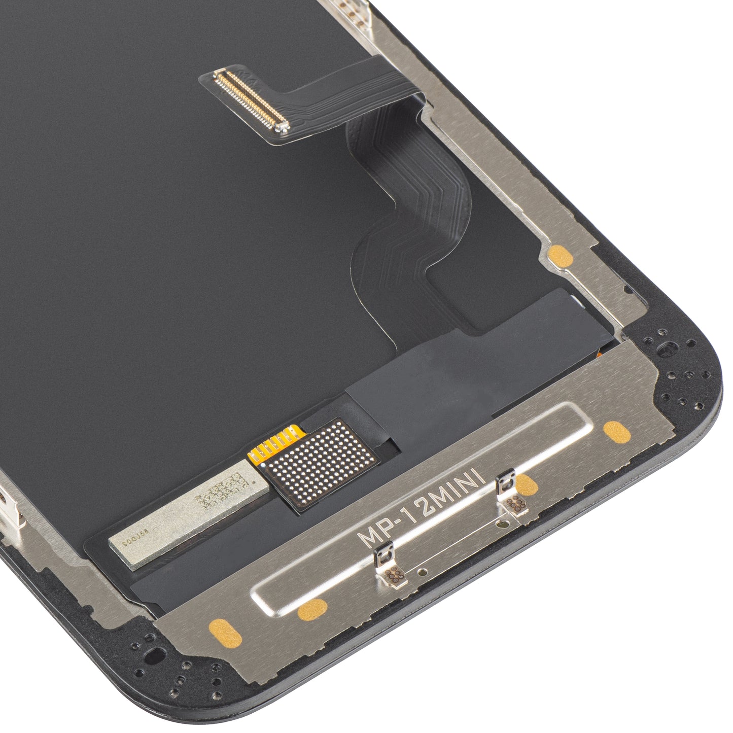 MP Touchscreen-display kompatibelt med Apple iPhone 12 mini, med ram, OLED FHD IC Movable-version, svart