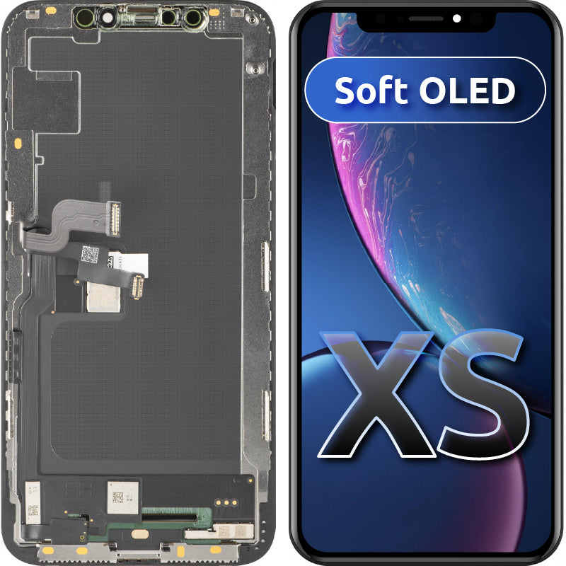Display med MP Touchscreen kompatibel med Apple iPhone XS, med ram, Soft OLED FHD-version, Svart