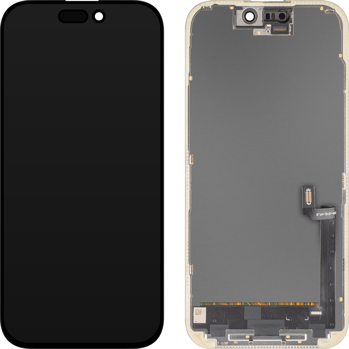 MP Touchscreen-display kompatibel med Apple iPhone 17, med ram, OLED FHD IC Movable-version, svart