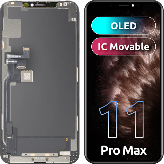 MP Touchscreen-display kompatibelt med Apple iPhone 11 Pro Max, med ram, OLED FHD IC Movable-version, svart