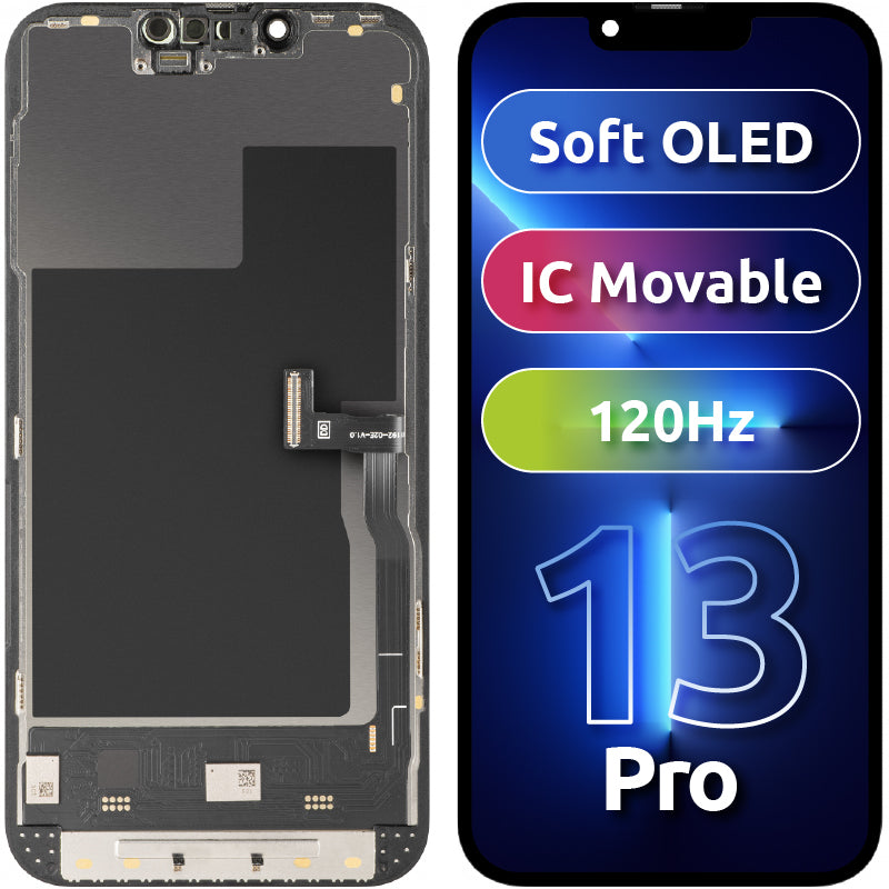 Display med MP Touchscreen kompatibel med Apple iPhone 13 Pro, med Ram, Soft OLED IC Movable 120Hz FHD-version, Svart
