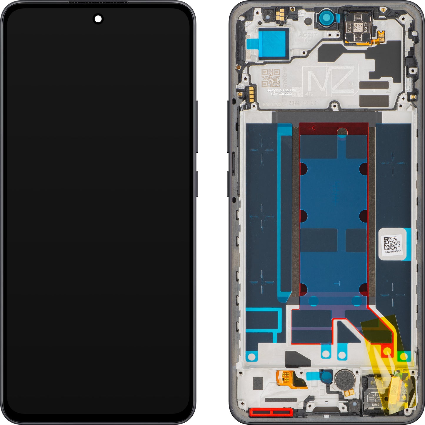 Display med Touchscreen Oppo Reno13 FS 5G / Reno13 F, med Ram, Grå (Graphite Grey), Service Pack 621029000449