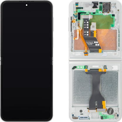 Display med Touchscreen Samsung Galaxy Z Flip7 FE F761, med Ram, Under Inner, Vit, Service Pack GH82-37734B