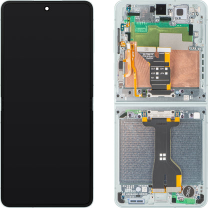 Samsung Galaxy Z Flip7 F766 Touchscreen-display med ram, under inner, grön (mint), Service Pack GH82-37581E