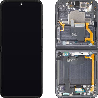 Samsung Galaxy Z Flip4 F721 Touchscreen-display med ram, under inner, grå (Graphite), Service Pack GH82-30238A