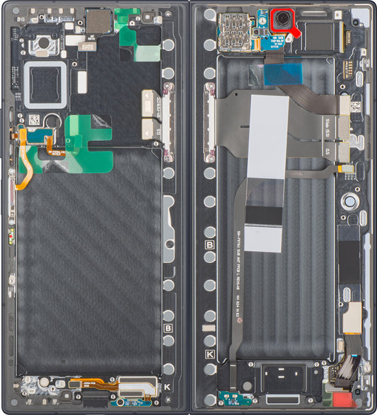 Samsung Galaxy Z Fold8 Ultra F976 pekskärmsdisplay med ram, under innerdel, svart (grafit), servicepaket GH82-39805A