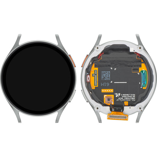 Samsung Galaxy Watch7 44mm pekskärmsdisplay med ram, BT-version, silver, servicepaket GH97-29845C