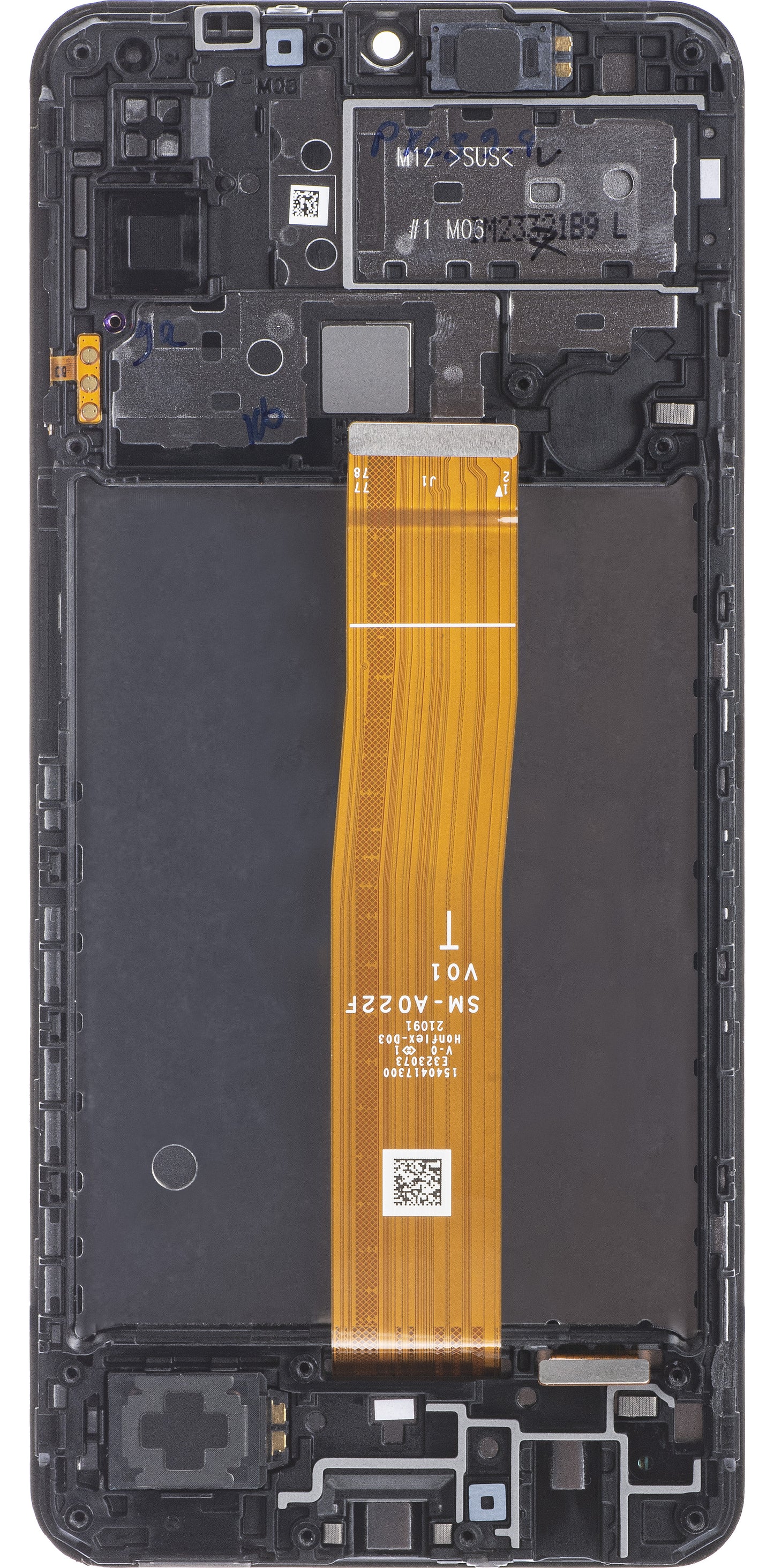 Samsung Galaxy M12 M127 Touchscreen-display med ram, svart, Swap GH82-25042A