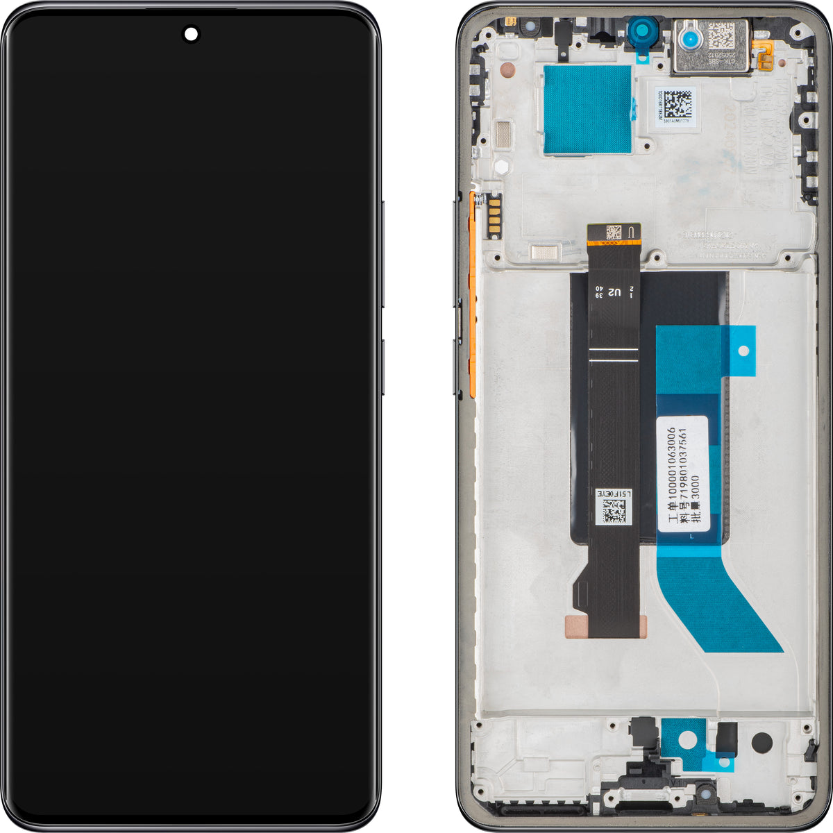 Skärm med pekskärm till Xiaomi Redmi Note 14 Pro 5G, med ram, svart (Midnight Black), Swap 56002300O1600