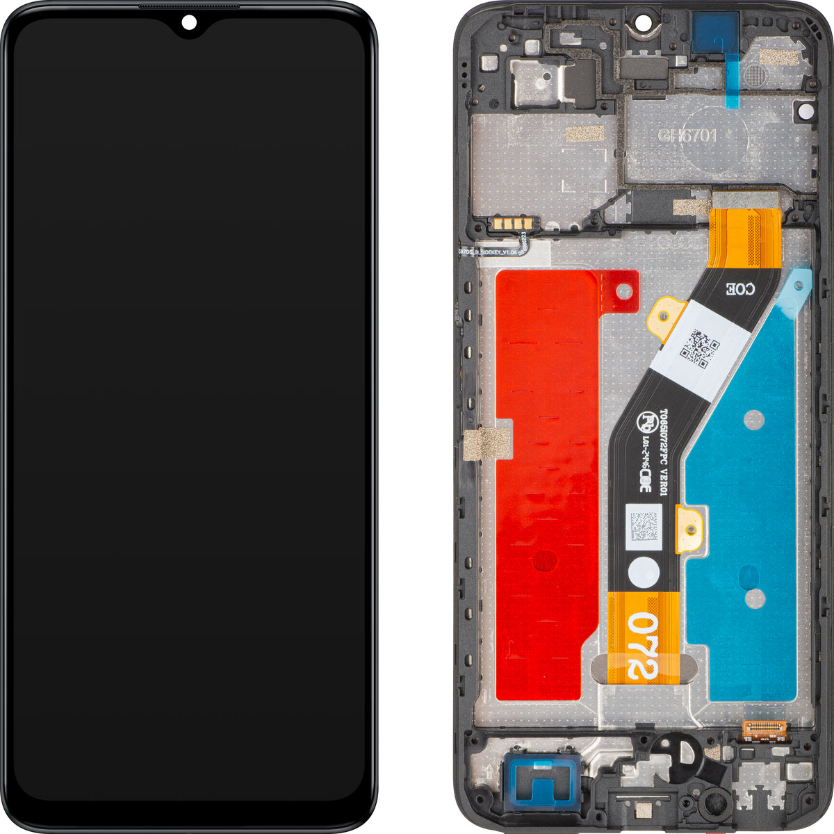 Display med pekskärm ZTE Blade A34 / Blade A54, med ram, svart, Service Pack 80800518534