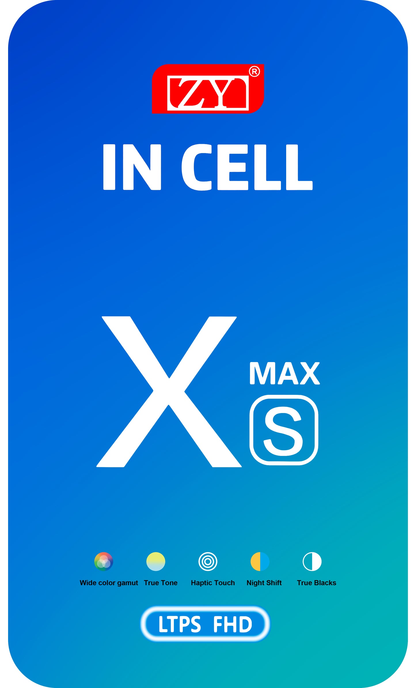 ZY Pekskärm för Apple iPhone XS Max, med ram, In-Cell LCD-version, Svart 