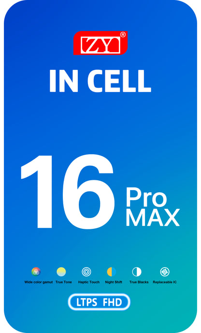Display med Touchscreen ZY för Apple iPhone 16 Pro Max, med Ram, LCD In-Cell IC Movable-version, Svart
