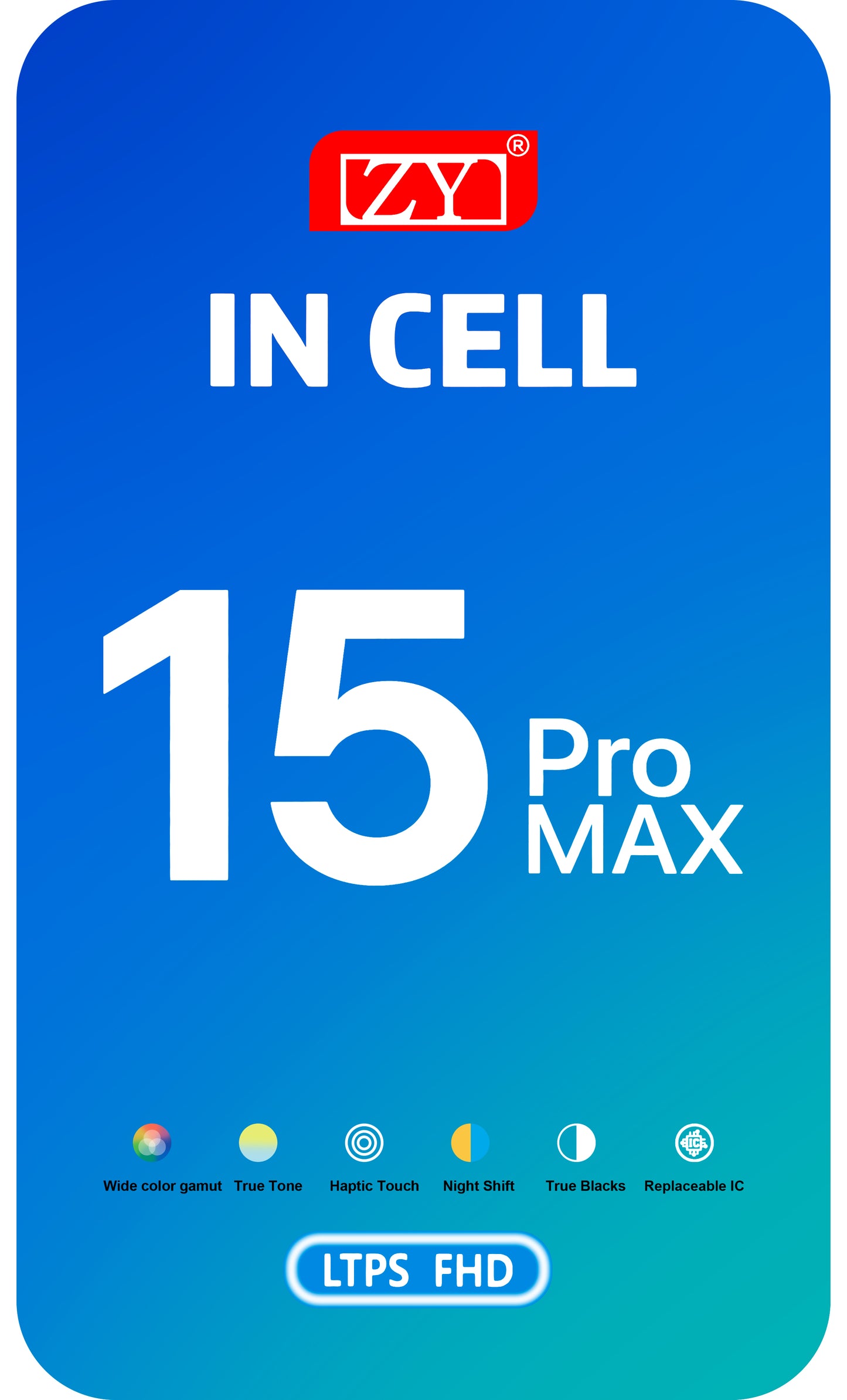 ZY Touchscreen Display för Apple iPhone 15 Pro Max, med ram, In-Cell IC Flyttbar LCD-version, Svart 