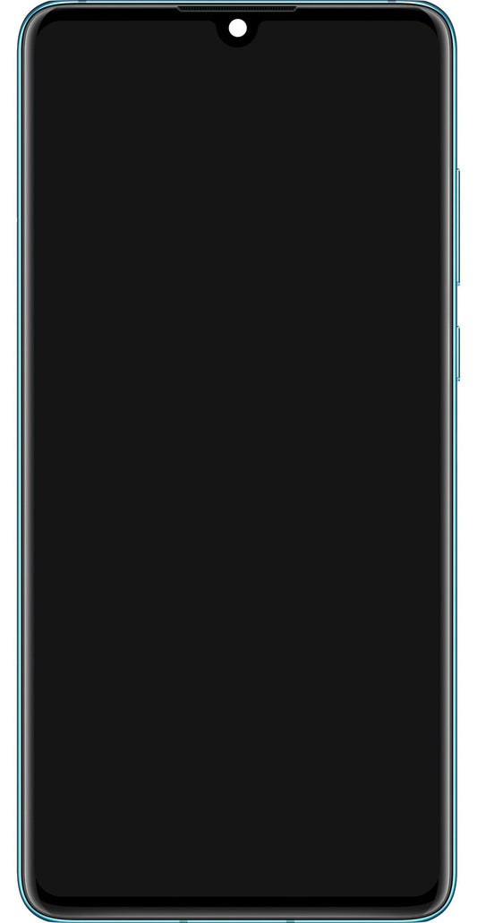 Display med Touchscreen för Huawei P30, med Ram och Batteri, Blå (Aurora Blue), Servicepaket 02354HRH