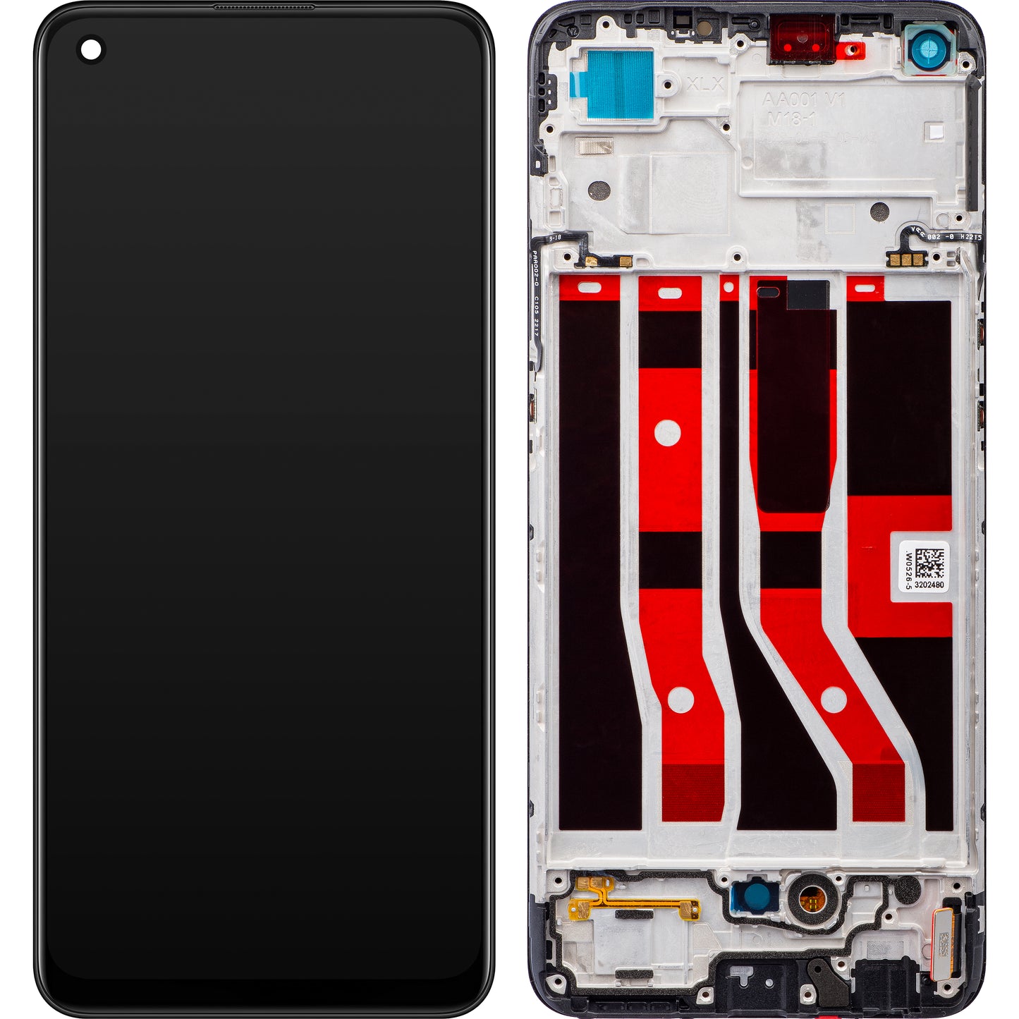 Oppo F19 / A74 Pekskärm med ram, svart, Service Pack 4907039