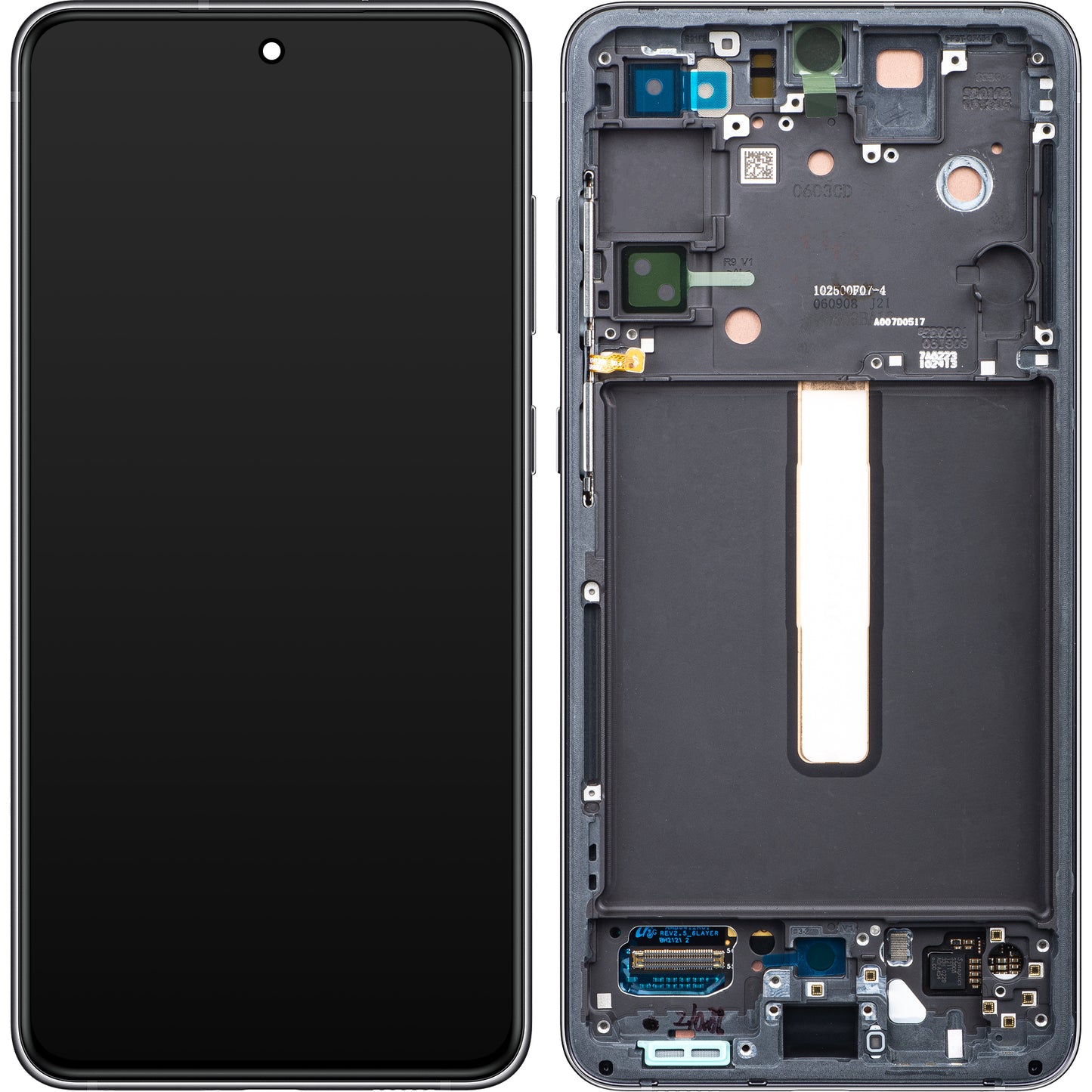Pekskärm Samsung Galaxy S21 FE 5G G990, med ram, grå, Service Pack GH82-2656590A