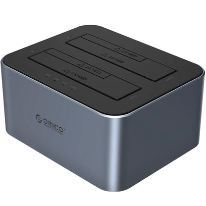 Dockningsstation Orico 6626C3-C-V1 2-enheter för HDD / SSD SATA 2,5 tum / 3,5 tum, Grå