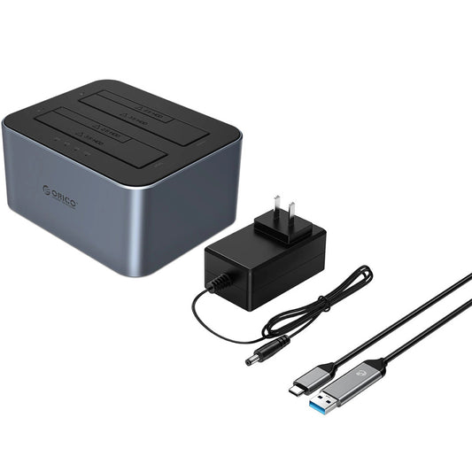 Dockningsstation Orico 6626C3-C-V1 2-enheter för HDD / SSD SATA 2,5 tum / 3,5 tum, Grå