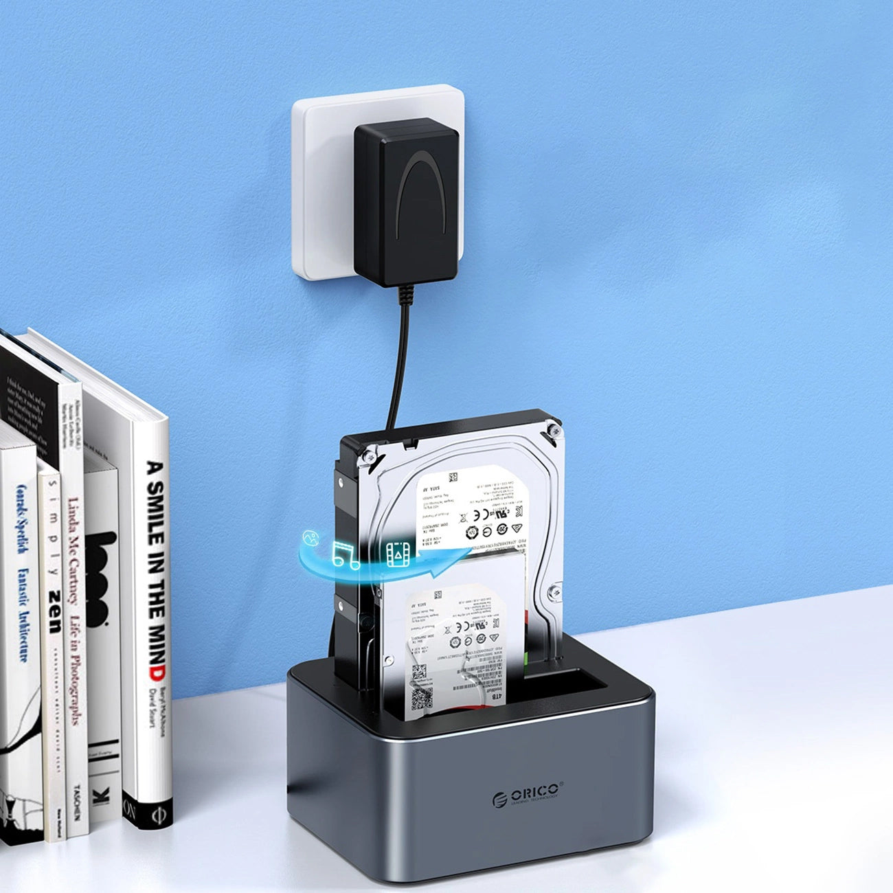 Dockningsstation Orico 6626C3-C-V1 2-enheter för HDD / SSD SATA 2,5 tum / 3,5 tum, Grå