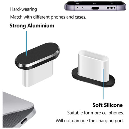 Dammfri kontaktlock för telefonport Techsuit AD1, USB-C, Set om 4 stycken, Svart
