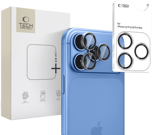 Skyddande film för bakre kamera Tech-Protect CamRing Fit+ för Apple iPhone 18 Pro / 18 Pro Max, härdat glas, transparent