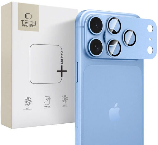Tech-Protect CamFull Fit+ skydd för bakre kamera till Apple iPhone 18 Pro Max, härdat glas, ljusblått