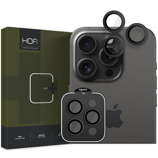 Skyddsfodral för bakre kamera HOFI CamRing PRO+ för Apple iPhone 15 Pro Max / 15 Pro, härdat glas, svart