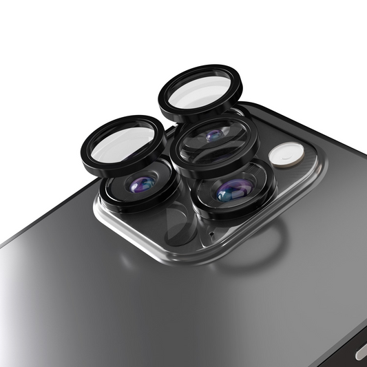 Etteri bakkameraskyddsfilm för Apple iPhone 16 Pro Max / 16 Pro, härdat glas, svart