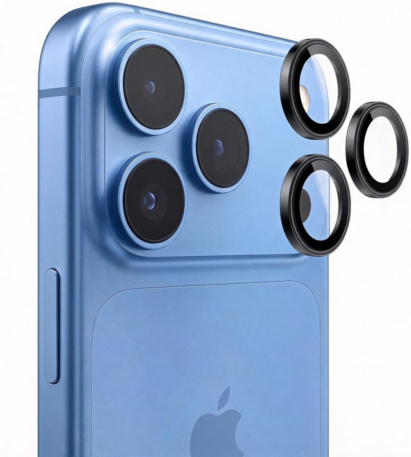 Skyddande kameralinsfilm Tech-Protect CamRing Fit+ för Apple iPhone 18 Pro / 18 Pro Max, härdat glas, svart