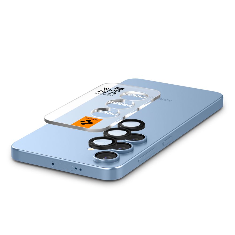 Skyddsfilm för bakre kamera Spigen GlastR EZ FIT Optik Pro HD för Samsung Galaxy S25 S931, Härdat glas, Set om 2 stycken, Svart AGL09092