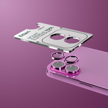 Etteri bakkameraskyddsfilm för Apple iPhone 16 Plus / 16, härdat glas, rosa
