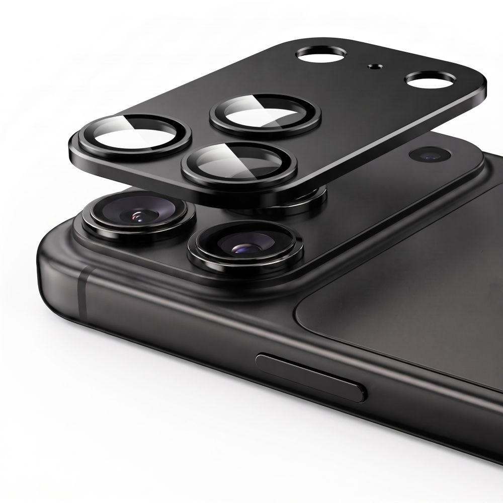 Skyddsplast för bakre kamera Tech-Protect CamFull Fit+ för Apple iPhone 18 Pro Max, härdat glas, svart