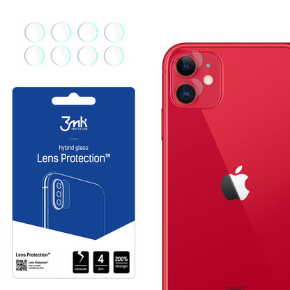 Skyddsfilm för bakre kamera 3MK Protection för Apple iPhone 11, Flexibelt glas, Set med 4 stycken, Transparent