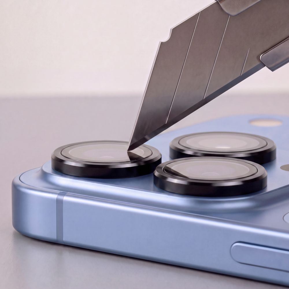 Skyddande kameralinsfilm Tech-Protect CamRing Fit+ för Apple iPhone 18 Pro / 18 Pro Max, härdat glas, svart