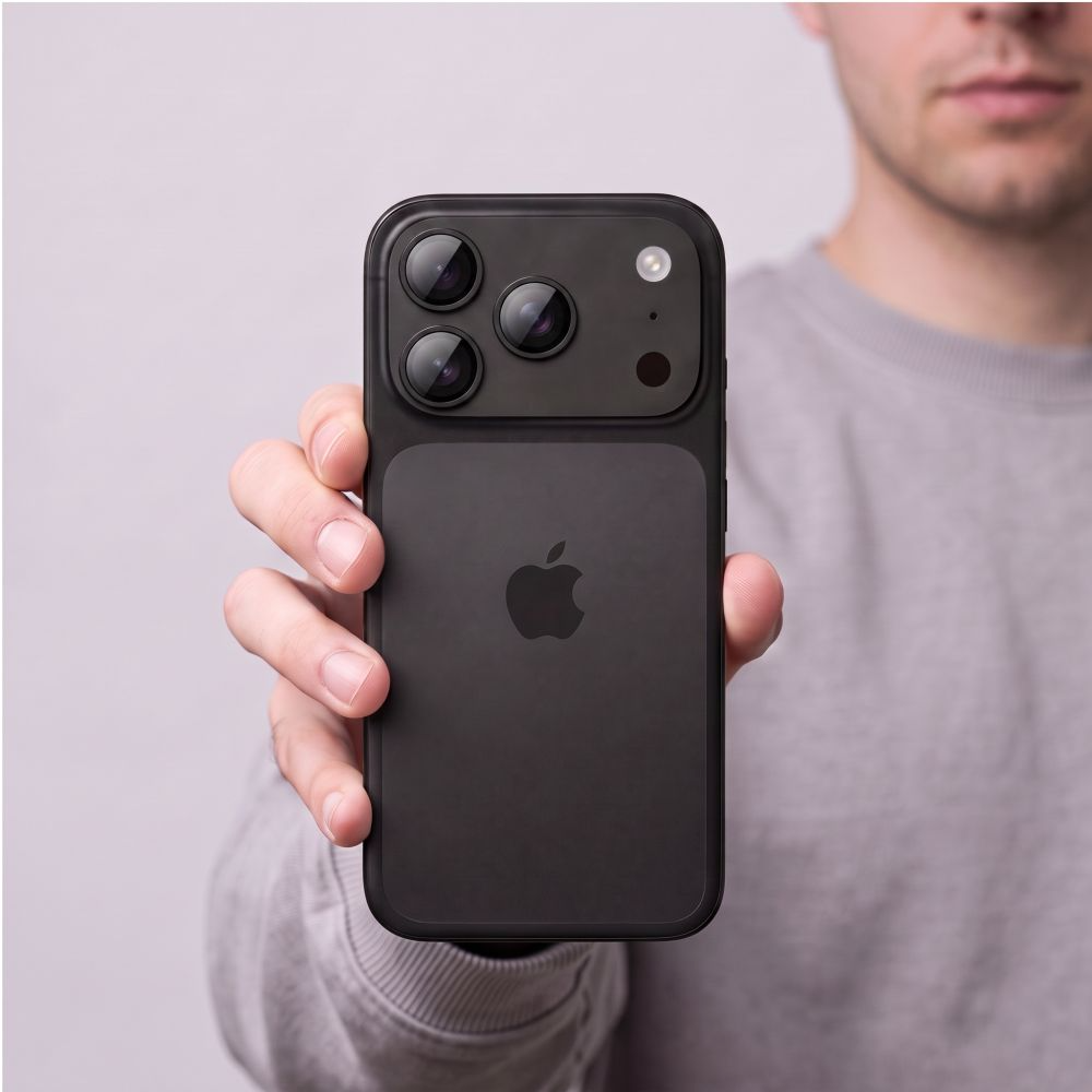 Skyddsplast för bakre kamera Tech-Protect CamFull Fit+ för Apple iPhone 18 Pro Max, härdat glas, svart