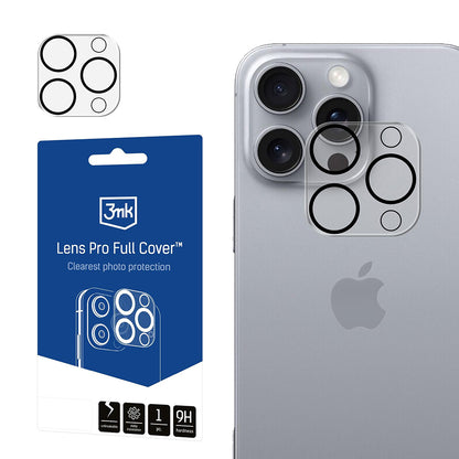 Bakre kameraskydd 3MK Pro Full Cover för Apple iPhone 16 Pro Max / 16 Pro, Härdat glas, Svart