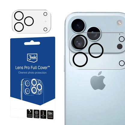 Skyddsfilm för bakre kamera 3MK Pro Full Cover för Apple iPhone 17 Pro, Härdat glas, Svart
