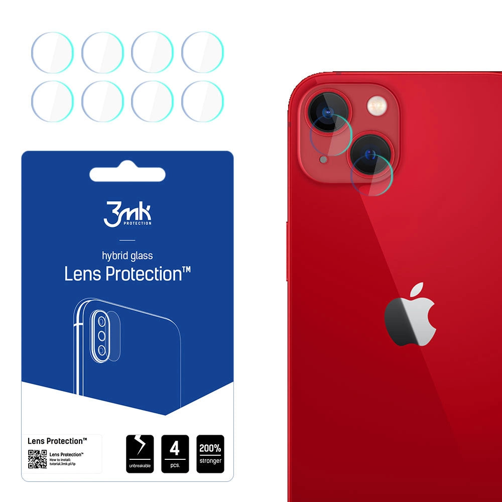 Skyddsfilm för bakre kamera 3MK Protection för Apple iPhone 13, Flexibelt glas, Set med 4 stycken, Transparent