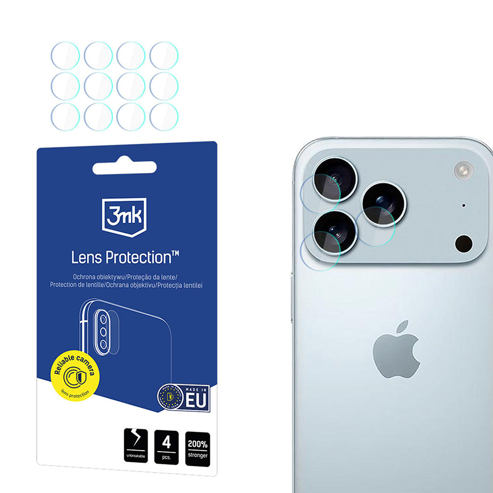 Skyddsfilm Bakre Kamera 3MK Protection för Apple iPhone 17 Pro, Härdat Glas, Set om 4 stycken, Transparent