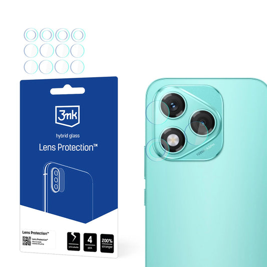 Skyddsplast för bakre kamera 3MK Protection för Honor 400 Lite, flexibel glas, set med 4 stycken, transparent