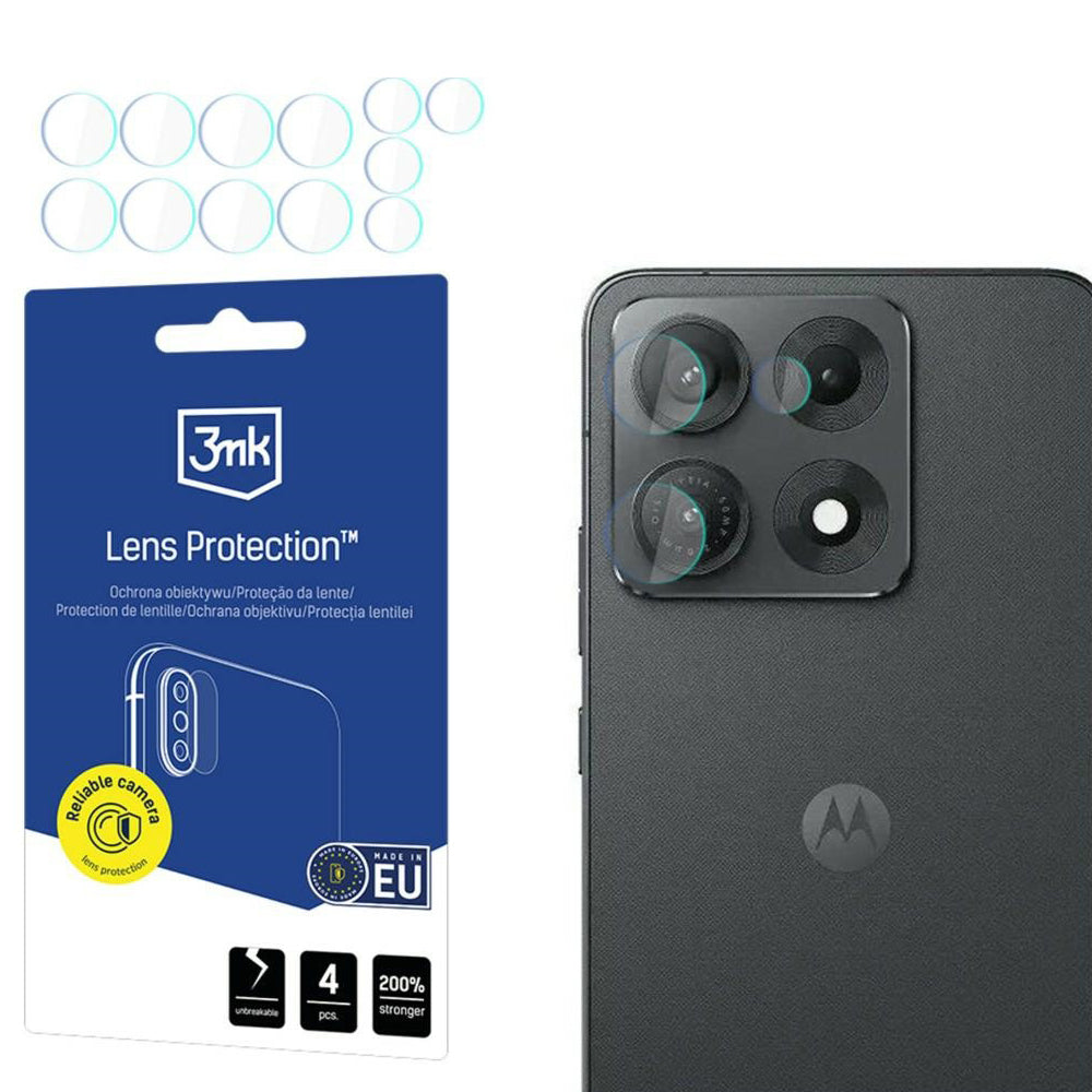 Skyddsplast för bakre kamera 3MK Protection för Motorola Edge 70 Max, härdat glas, set med 4 stycken, transparent