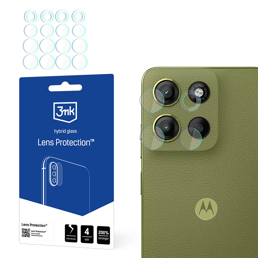 Skyddsfilm för bakre kamera 3MK Protection för Motorola Moto G15 / G15 Power, Flexibelt glas, Set om 4 stycken, Transparent