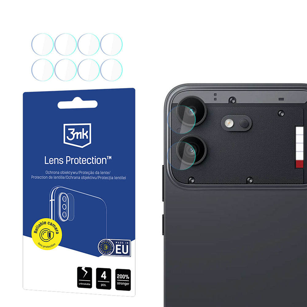 3MK Protection bakkameraskyddsfilm för Nothing Phone (4b), härdat glas, set om 4 stycken, transparent