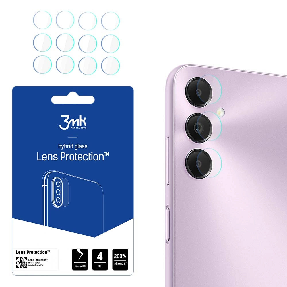 Skyddsfilm för bakre kamera 3MK Protection för Samsung Galaxy A05s A057, Flexibelt glas, Set med 4 stycken, Transparent