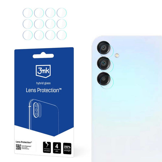 Skyddsfilm för bakre kamera 3MK Protection för Samsung Galaxy A15 5G A156, Flexibelt glas, Set med 4 stycken, Transparent
