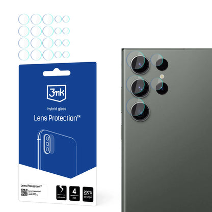 Skyddsfilm för bakre kamera 3MK Protection för Samsung Galaxy S24 Ultra S928, Flexibelt glas, Set med 4 stycken, Transparent