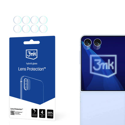 Skyddsfilm för bakre kamera 3MK Protection för Samsung Galaxy Z Flip7 F766, Flexibelt glas, Set om 4 stycken, Transparent